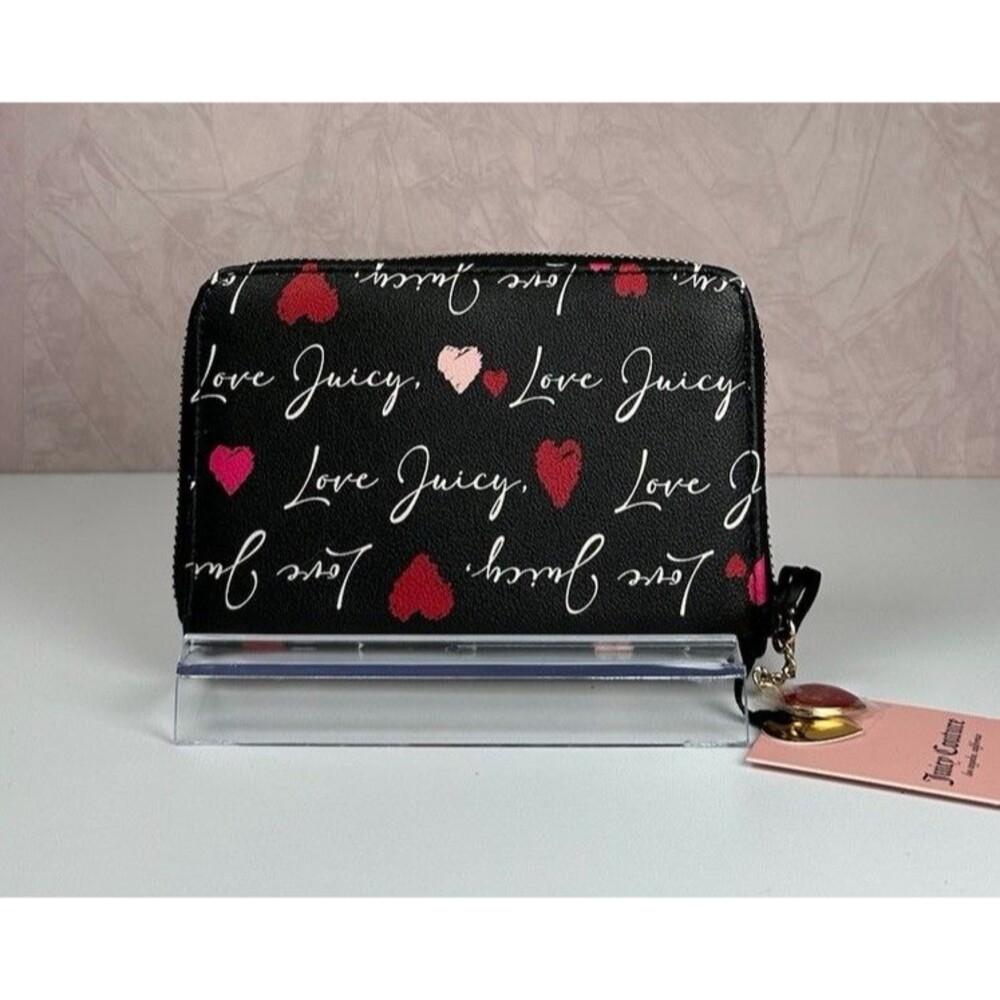 Juicy Couture Love Letter Mini Tote Purse & Wallet Set Black NWT Y2K Style - Picture 14 of 15